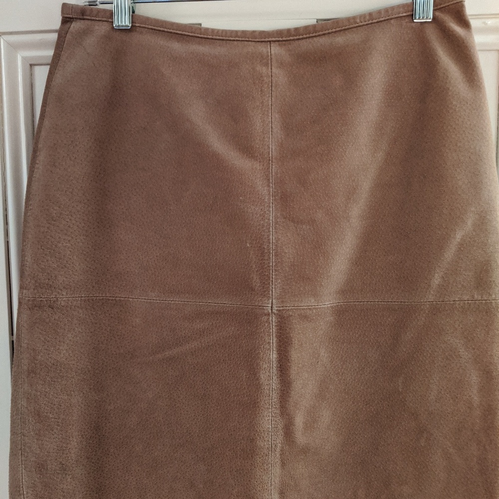 Suede fawn pencil skirt